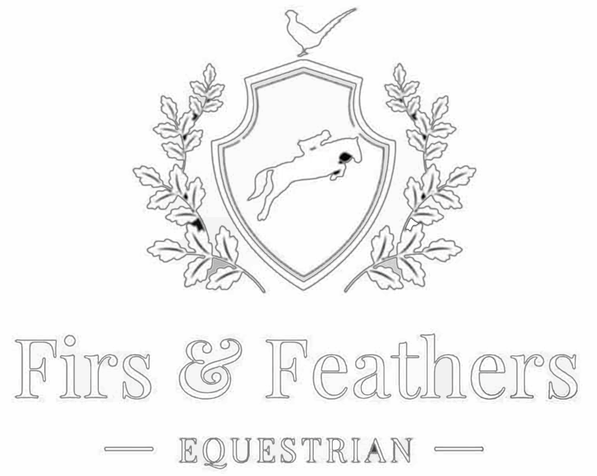 Firs & Feathers Equestrian Logo Black